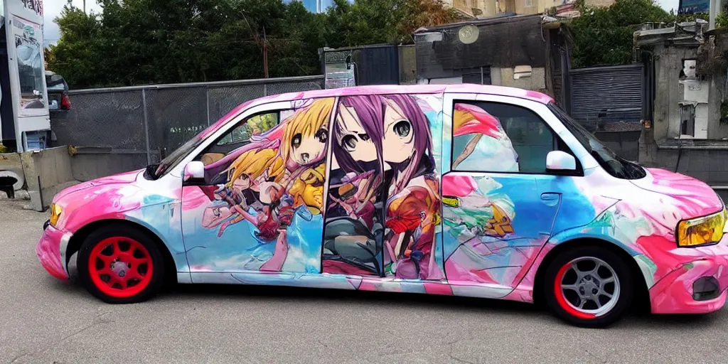 Image similar to ugly, anime car wrap