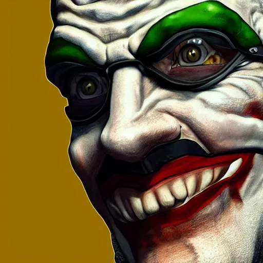 Prompt: cinematic head shot of gordon freeman as the joker, 8 k, very detailed, very intricate,