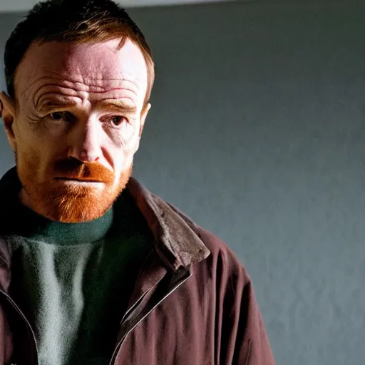 Image similar to Live Action Still of Bryan Cranston dressed as Jesse Pinkman, real life, hyperrealistic, ultra realistic, realistic, highly detailed, epic, HD quality, 8k resolution, body and headshot, film still