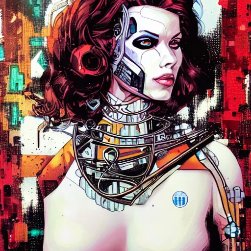 Image similar to a portrait of a beautiful cybernetically enhanced woman, by marvel comics and sandra chevrier