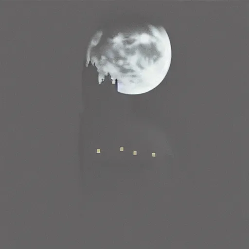 Image similar to “A black cat on top of a building at night with a full moon in the style of Vincent Van Vogh”