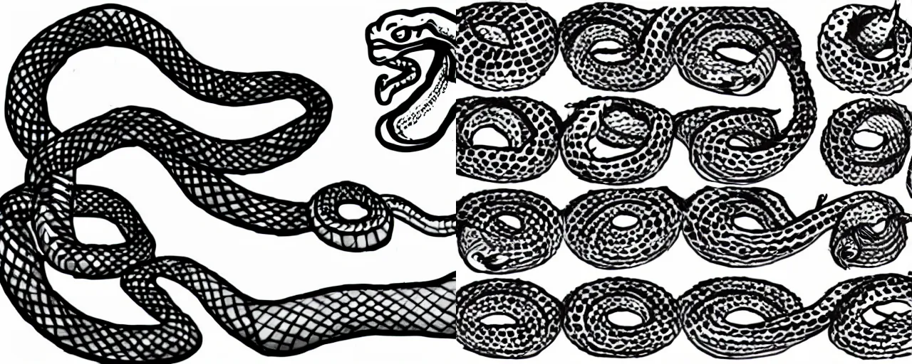 Prompt: step by step tutorial on how to draw a snake