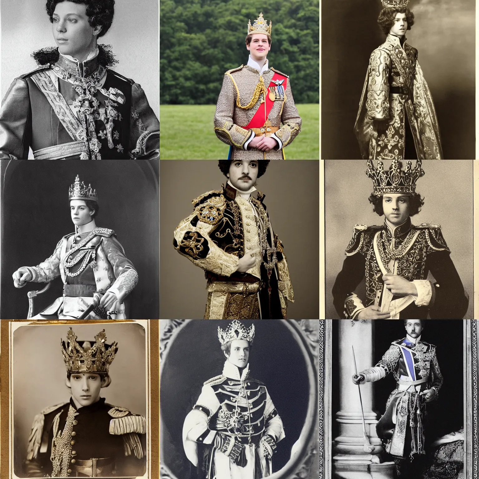 Prompt: Elliot Page as a prince, wearing an ornate crown and glorious royal clothing, award winning photo