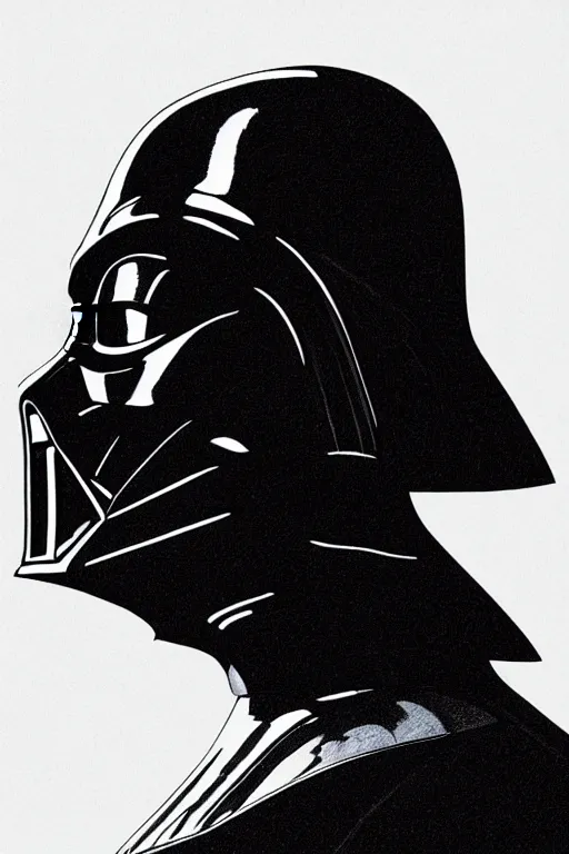 Image similar to sideview waist up portrait of darth vader by laurie greasley and rene magritte, etching by gustave dore, intricate, sharp focus, illustration, highly detailed, digital painting, concept art, masterpiece