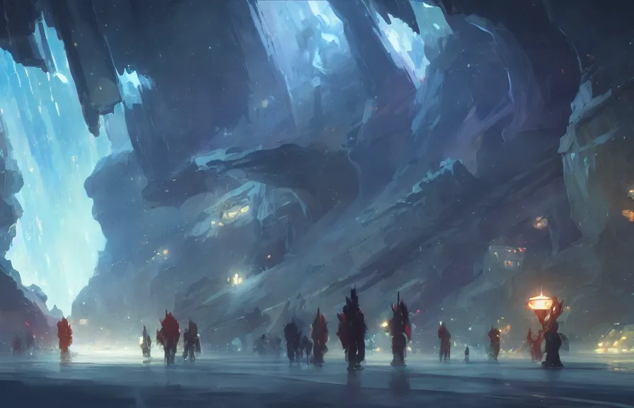 Image similar to greg manchess concept art of a the dilithium dimension, key visual, ambient lighting, highly detailed, digital painting, artstation, concept art, sharp focus, by makoto shinkai and akihiko yoshida and hidari and wlop and greg rutkowski