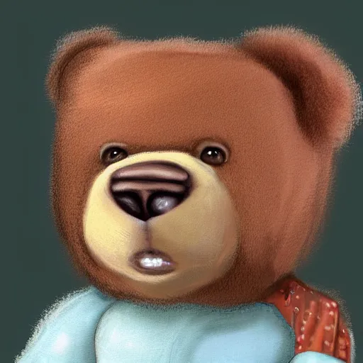 Image similar to Brendan Fraser as a cute fluffy teddy bear, digital art