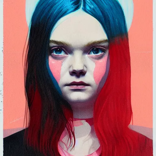 Image similar to Elle Fanning in The Shining picture by Sachin Teng, asymmetrical, dark vibes, Realistic Painting , Organic painting, Matte Painting, geometric shapes, hard edges, graffiti, street art:2 by Sachin Teng:4