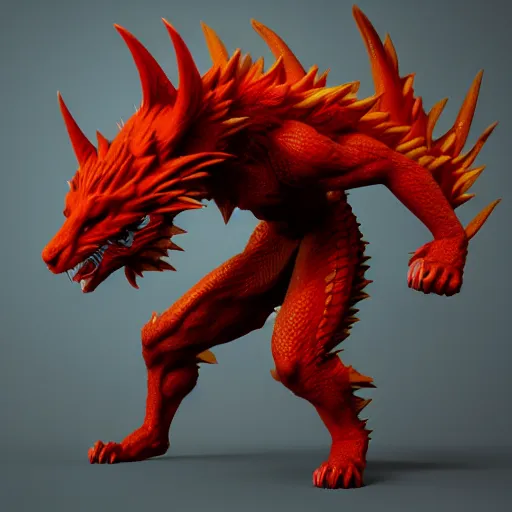 Image similar to a high resolution render of dragon mixed with kurama from naruto, artstation, accurate, 8 k, cgivfx, quixel, wetastudiofx, bigstudiovfx, octanerender 3 d, framestorevfx, cgrecord, highdensity, highradiosity