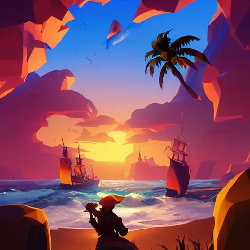 Image similar to painting treasure on sea of thieves game smooth median photoshop filter cutout vector, behance hd by jesper ejsing, by rhads, makoto shinkai and lois van baarle, ilya kuvshinov, rossdraws global illumination