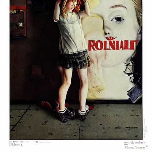 Image similar to elle fanning in prey picture by norman rockwell, asymmetrical, dark vibes, realistic painting, organic painting, matte painting, geometric shapes, hard edges, graffiti, street art : 2 by norman rockwell : 4