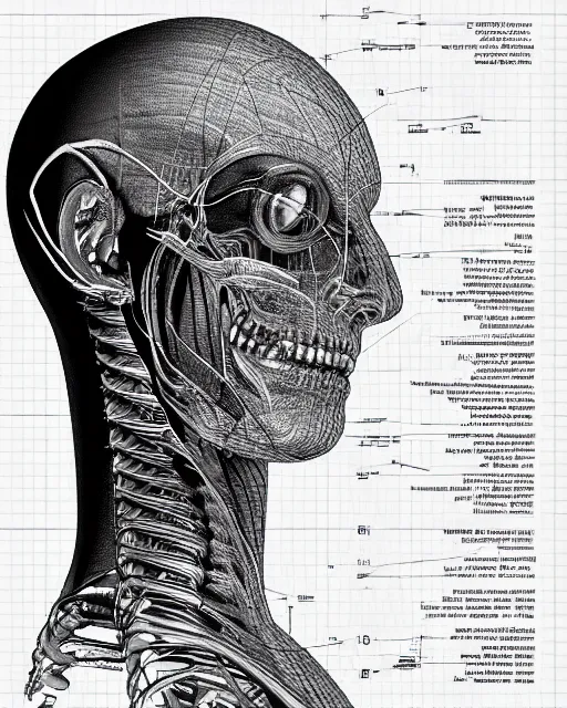 Prompt: “ an extremely detailed scan of a medical textbook diagram of an alien, 4 k detail ”