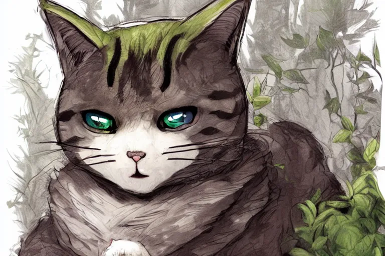 Image similar to a cat in a dark forest, highly detailed, digital art, trending on artstation, backlighting, by kawacy, by ken sugimori, fan art