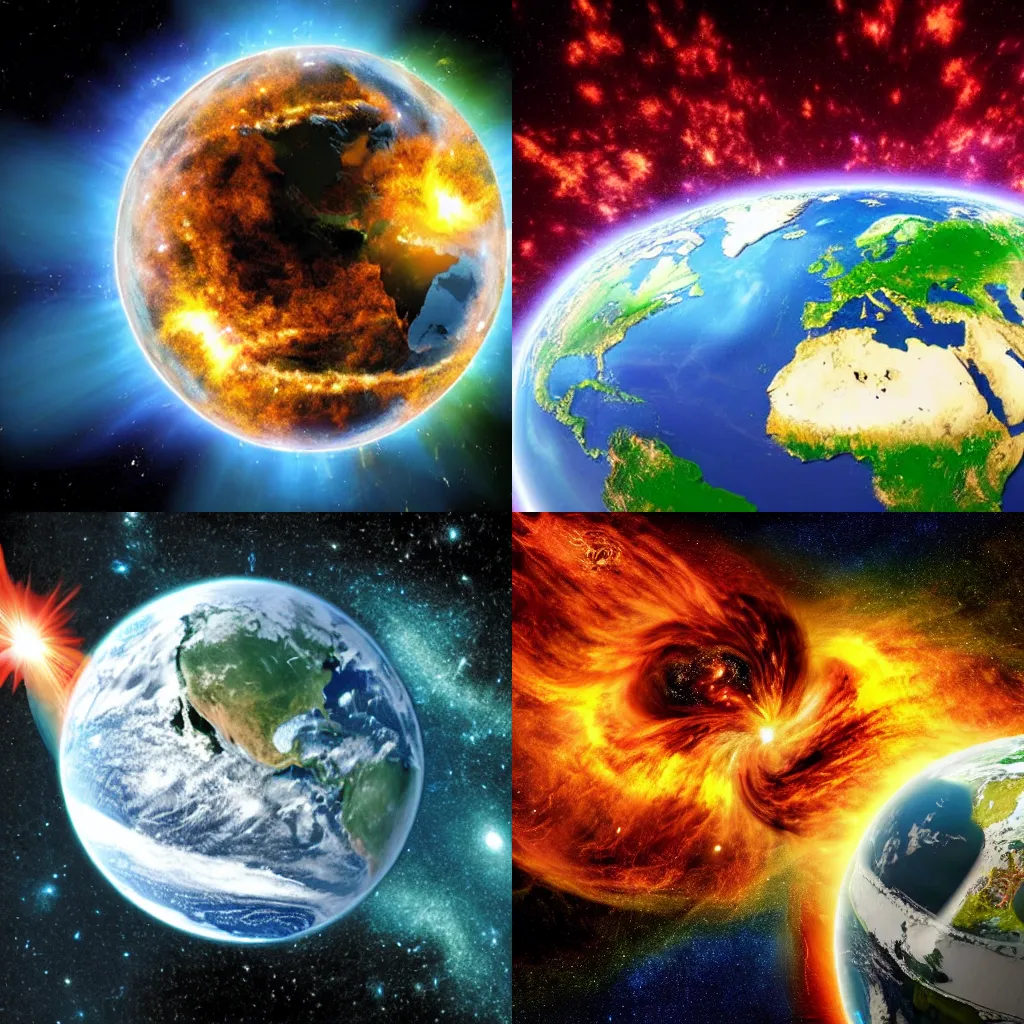 Prompt: planet earth exploding