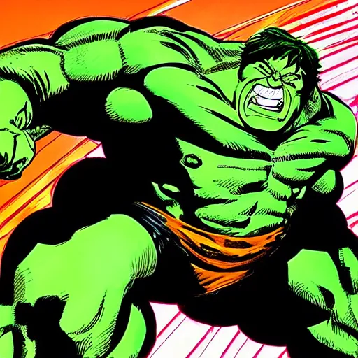 Image similar to hulk against link, comic book, by frank miller, 4 k, 3 d