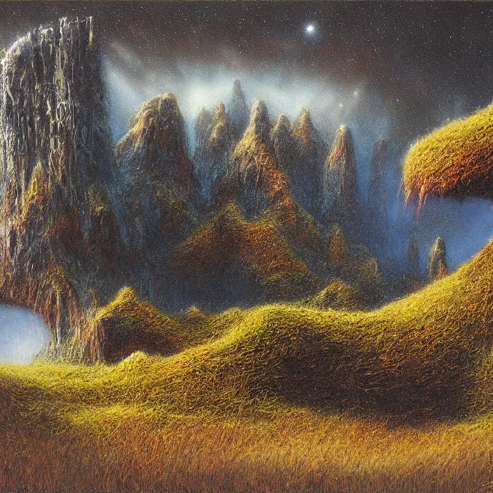 Image similar to a building in a landscape, by bob eggleton