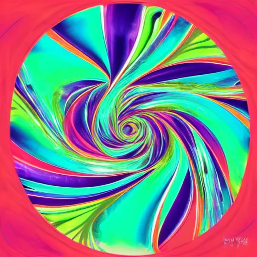 Image similar to a liquid sculpture, large geometric, complementary colors, digital art