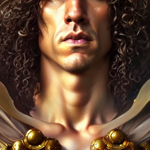 Image similar to Carles Puyol, closeup, D&D, fantasy, intricate, elegant, highly detailed, digital painting, artstation, concept art, matte, sharp focus, illustration, art by Artgerm and Greg Rutkowski and Alphonse Mucha