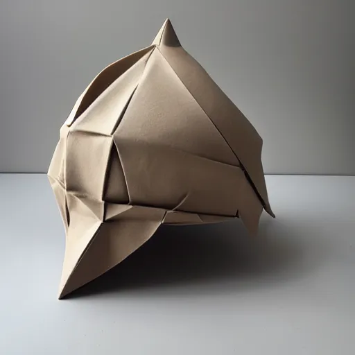 Prompt: origami helmet