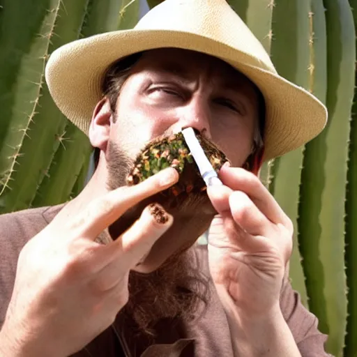 Prompt: having a cigarette with a cactus