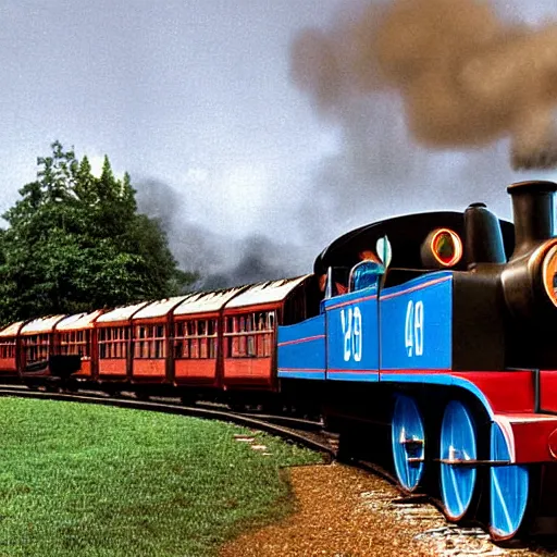 Image similar to an image of the historical train that inspired thomas the tank engine, worn photograph, 1 8 0 0's