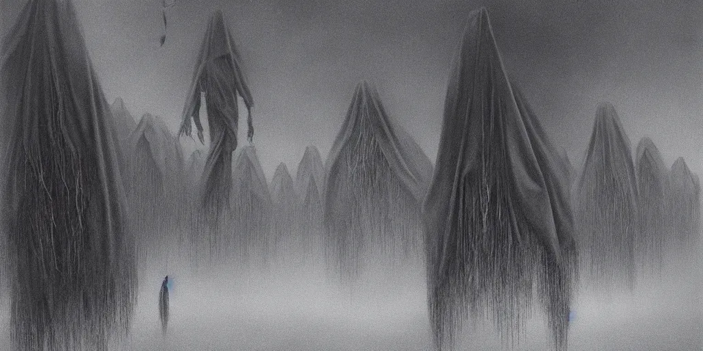 Image similar to harry potter dementors, zdzisław beksinski