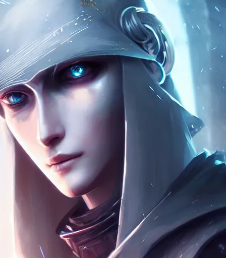 Prompt: beautiful portrait of a cyberpunk goddess who looks like Lady Maria from Bloodborne , character design by charlie bowater, ross tran, artgerm, and makoto shinkai, detailed, soft lighting, rendered in octane