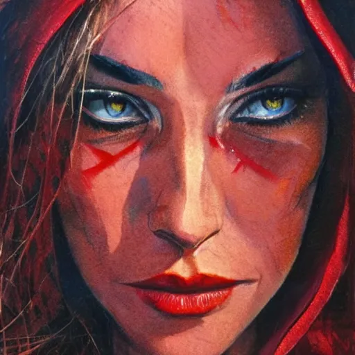 Prompt: photorealistic picture, by bob peak and alex ross and john romita jr, red riding hood lost in miami, gouache and wash paints, fine details, fine intricate, fine facial proportionate, fine body proportionate, fine fix broken line, fine fix duplicate line, smooth focus, sharp details, bokeh, 4 k, fine 5 k details