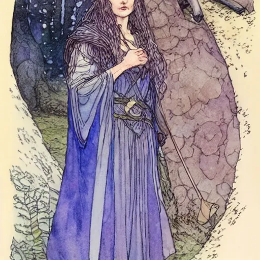 Prompt: a beautiful and very detailed character concept watercolour portrait of sanna!!!!! marin!!!!!, the young female prime minister of finland as a druidic wizard by alan lee, rebecca guay, michael kaluta, charles vess and jean moebius giraud