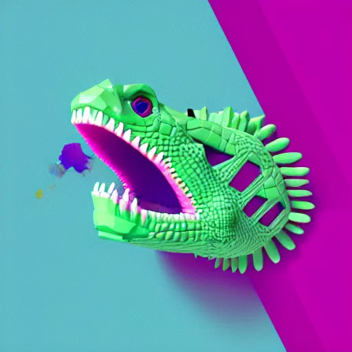 Prompt: cyborg crocodile but minimalistic corporative art, colorful, v - ray, trending on artstation, minimalism