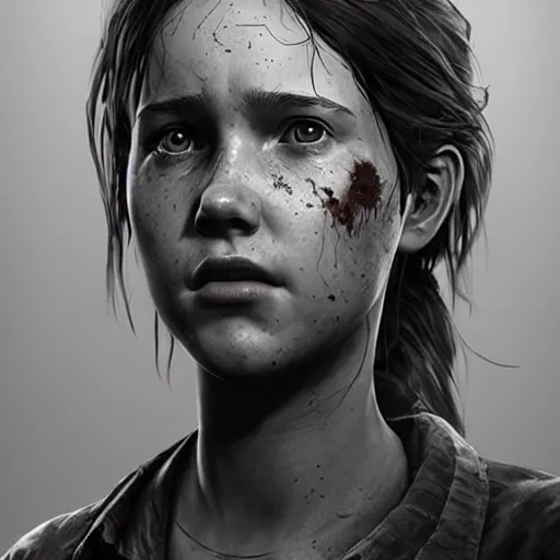 Image similar to portrait of Ellie from the last of us 2013 ,digital art,photorealistoc,art by greg rutkowski,hyperdetailed,western comic style,comic,comic style,sharp lineart,professional lighting,deviantart,artstation,trevor henderson,rossdtaws,cinematic,dramatic