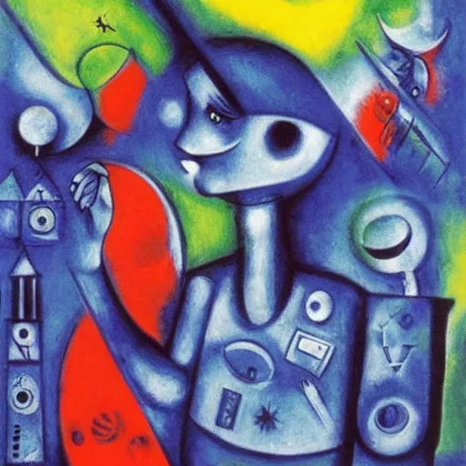 Image similar to Robot Life by Marc Chagall