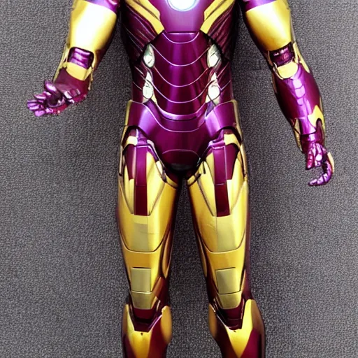 Prompt: purple and gold iron man suit, detailed