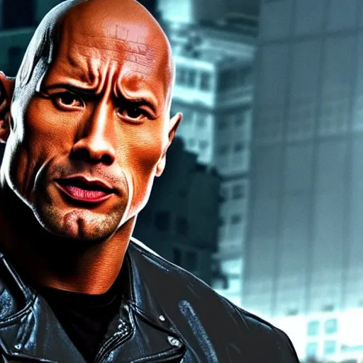 Image similar to Dwayne Johnson as the Terminator 4K detail