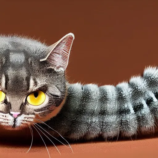 Image similar to a caterpillar - cat - hybrid, animal photography