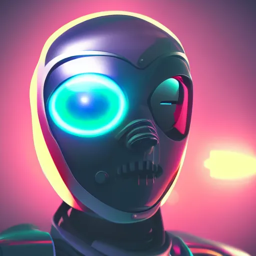 Prompt: futuristic robot with neon eyes, hyperrealistic, cinematic, sleek, epic