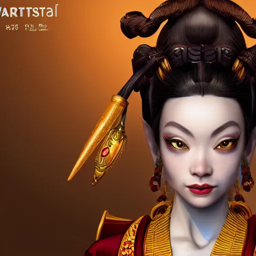 Image similar to hiperrealist portrait of Princess Azula, digital art, highly detailed, concept art, intricate, sharp focus, Trending on Artstation HQ, deviantart, unreal engine 5, 4K UHD image