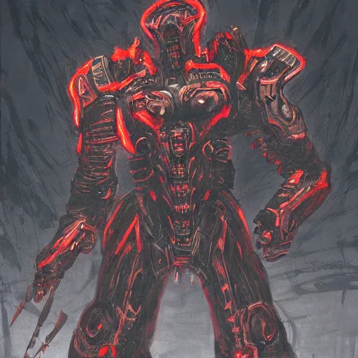 Prompt: doom slayer, painted by tsutomu nihei, painted by stanley lau