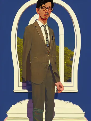 Prompt: artwork by Michael Whelan, Bob Larkin and Tomer Hanuka, of a solo individual portrait of an Indian guy with love and roses, dapper, simple illustration, domestic, nostalgic, full of details, by Makoto Shinkai and thomas kinkade, wes anderson, wes anderson, wes anderson, wes anderson, wes anderson, Matte painting, trending on artstation and unreal engine