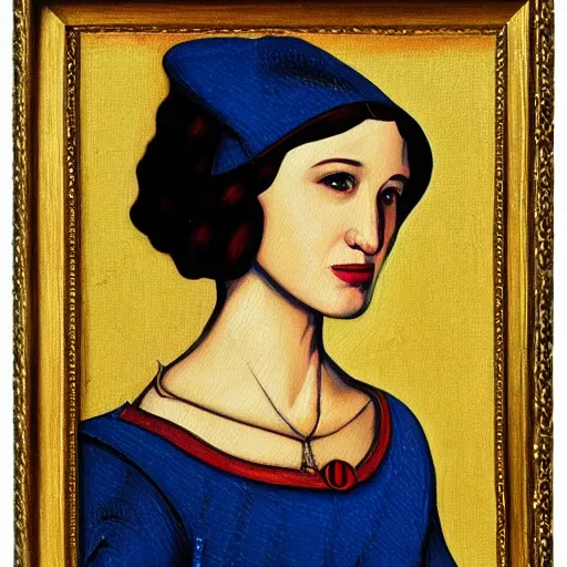 Prompt: medieval painting of marvelous mrs. maisel, miriam, art gallery, portrait, princess, oil painting