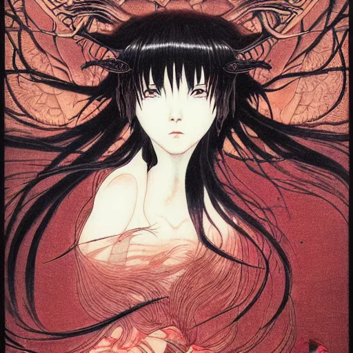 Image similar to prompt : portrait of muse soft light painted by takato yamamoto, magical rinnegan eyes, inspired by ninja anime, smooth face feature, intricate oil painting, high detail, sharp high detail, manga and anime