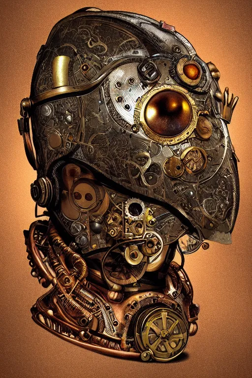 Image similar to steampunk helmet fantasy art mask robot ninja stylized digital illustration sharp focus, elegant intricate digital painting artstation concept art global illumination ray tracing advanced technology chaykin howard and campionpascale and cooke darwyn and davis jack