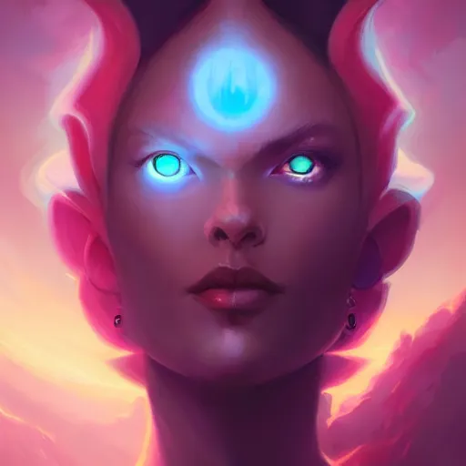 Image similar to nubile emanation by pete mohrbacher and greg rutkowski, digital art, unreal engine 5, wlop, trending on artstation, deviantart, pinterest, symmetrical portrait, rule of thirds, 4 k uhd image