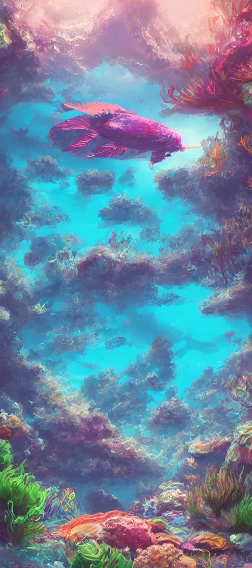 Image similar to underwater paradise, digital painting, artstation