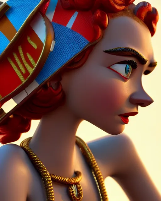 Prompt: highly detailed closeup, face profile portrait of a tin toy retro 1 9 5 0 s cara delevingne, bikini, unreal engine, max fleischer, global illumination, detailed and intricate environment