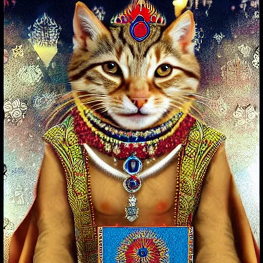 Prompt: create a indian king cat looking like it came from heaven