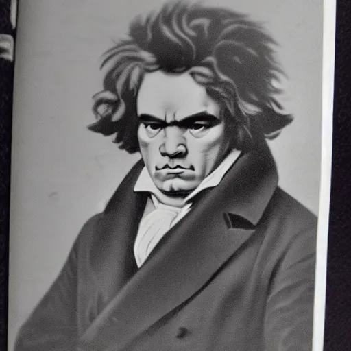 Image similar to a school book photo of beethoven staring.