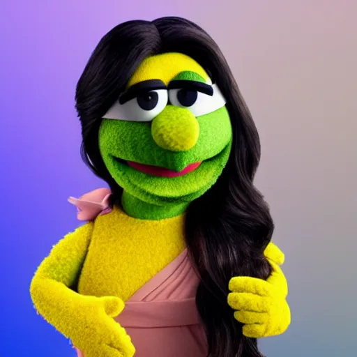 Image similar to kim kardashian as a muppet in sesame street, 8k resolution, full HD, cinematic lighting, award winning, anatomically correct