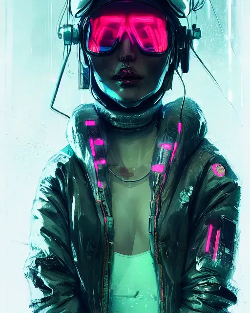 Image similar to detailed portrait neon operator girl, cyberpunk futuristic, neon, reflective puffy coat, decorated with traditional japanese by ismail inceoglu dragan bibin hans thoma greg rutkowski alexandros pyromallis nekro rene margitte, illustrated, perfect face, fine details, realistic shaded, fine - face, pretty face