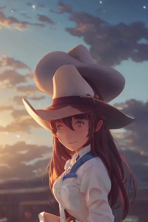 Prompt: a very cute cowgirl cat girl, single subject, scenic full shot, ambient lighting, detailed face, by makoto shinkai, stanley artgerm lau, wlop, rossdraws