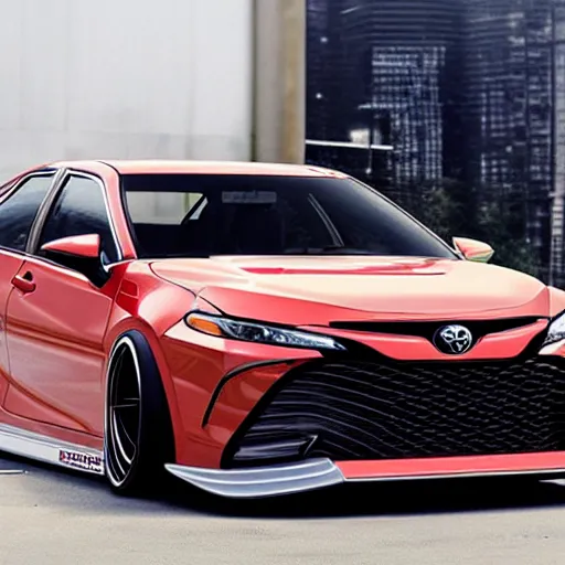 Prompt: a 2020 toyota camry with a widebody kit